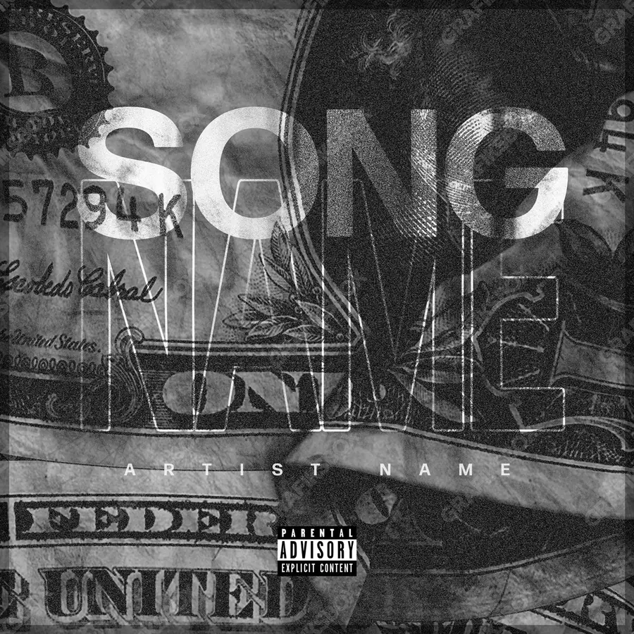 Portada de álbum prediseñada «Dirty Bills» — una idea visual original sin equivalente cercano en el catálogo, en una gama en blanco y negro