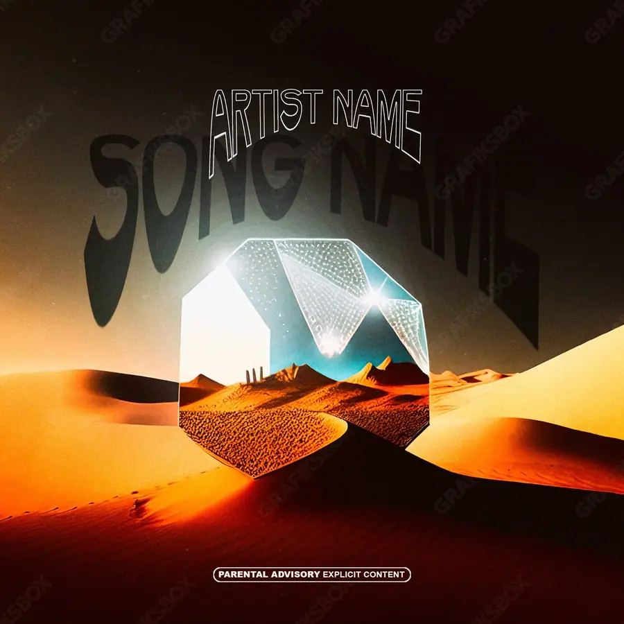 Portada de álbum prediseñada «Desert Diamond» — naturaleza en cuadro: cielo, agua y aire, en una gama naranja