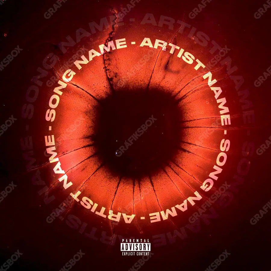 Portada de álbum prediseñada «Retina» — una idea visual original sin equivalente cercano en el catálogo, en tonos rojos intensos