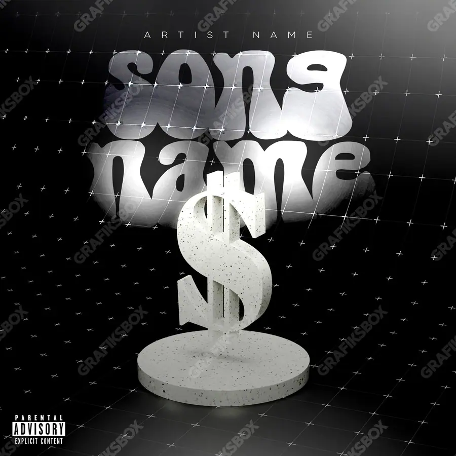 Premade album cover “Solid Dolar” — a subject with a character of its own in a black and white palette