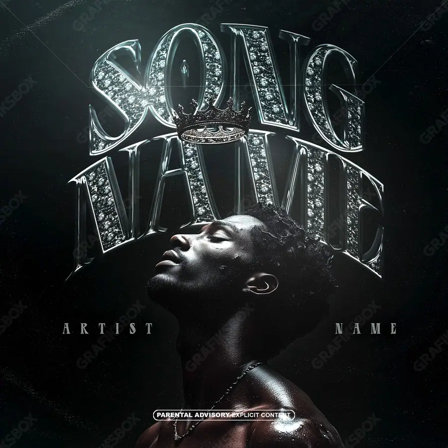 Portada de álbum prediseñada «King's Moment» — un retrato de hombre con sombra densa y luz contenida, en una gama en blanco y negro