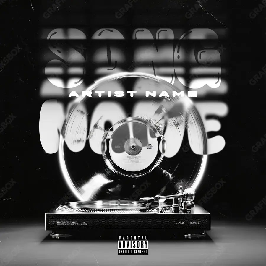 Portada de álbum prediseñada «Old Turntable» — un motivo con carácter propio, en una gama en blanco y negro