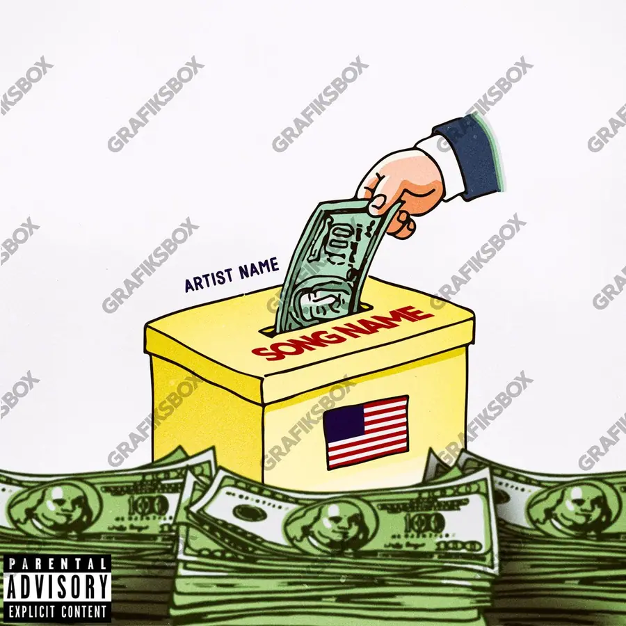 Premade album cover “US election” — a subject with a character of its own in a gold palette