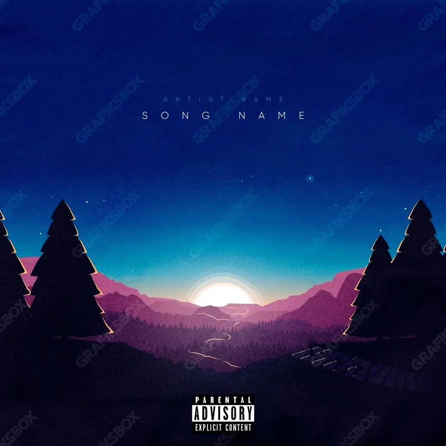 Portada de álbum prediseñada «Landscape» — un encuadre que no encaja en una sola categoría, en tonos azules fríos