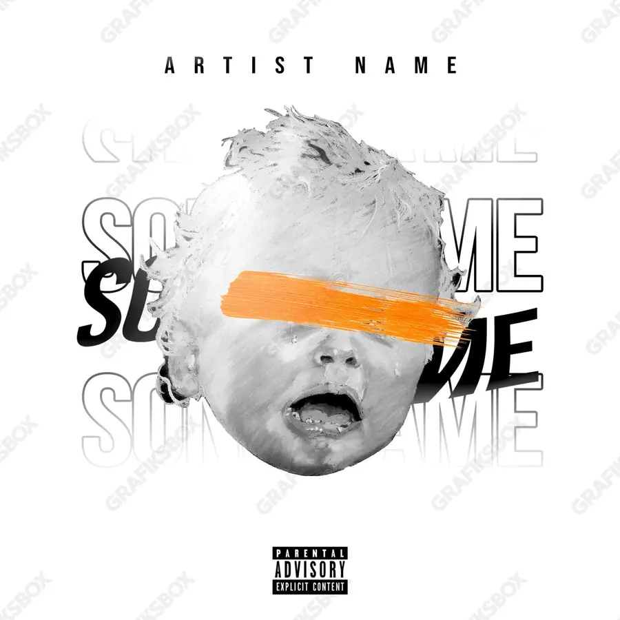 Portada de álbum prediseñada «Shout» — un encuadre que no encaja en una sola categoría, en una gama en blanco y negro