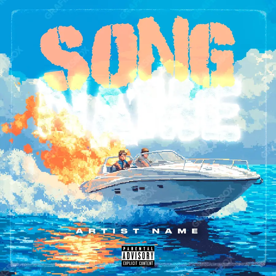 Готовая обложка для трека «Speedboat» — яркий кадр, в синих тонах