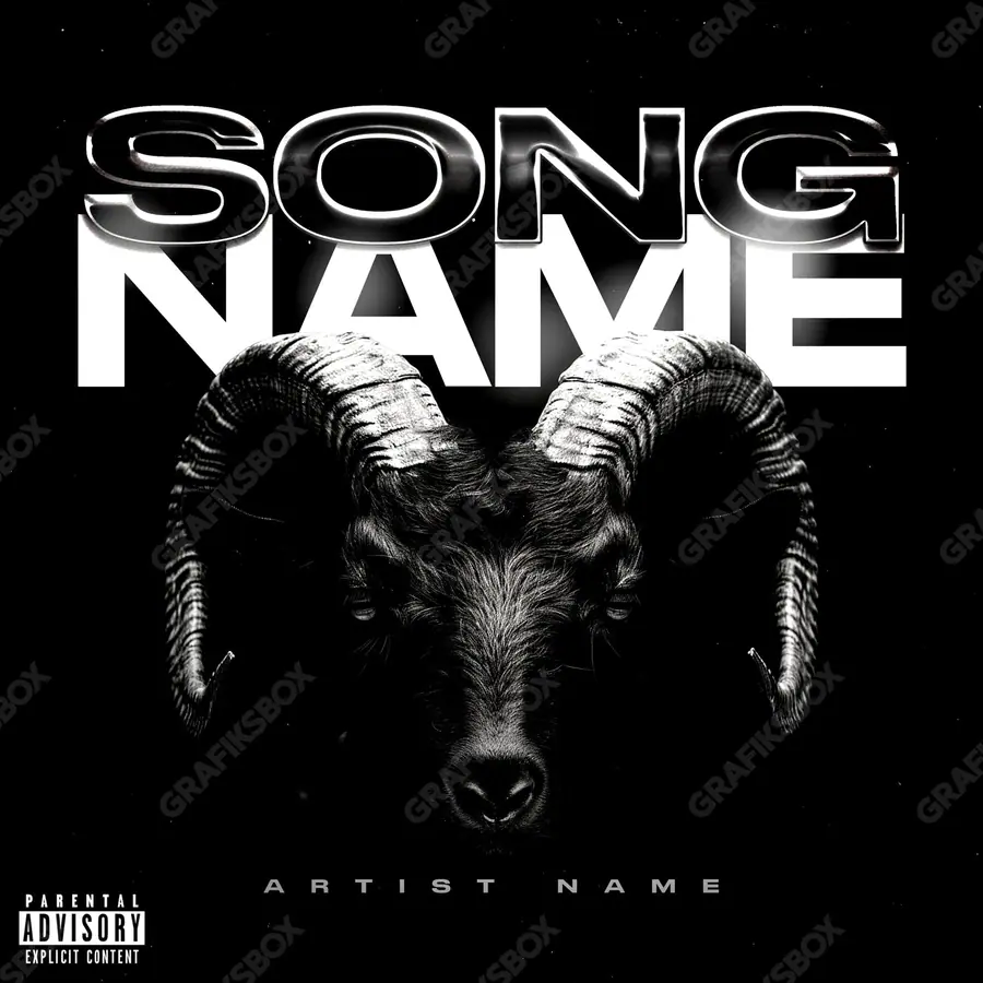 Premade album cover “Royal Horns” — an original visual idea with no close match in the catalogue in a monochrome palette