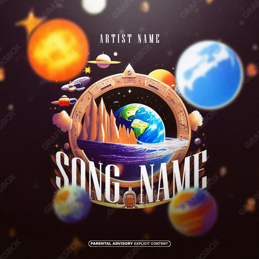 Portada de álbum prediseñada «Galactic» — una idea visual original sin equivalente cercano en el catálogo, en matices anaranjados
