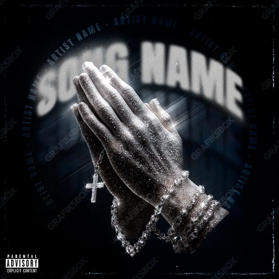 Portada de álbum prediseñada «Bright Prayer» — una idea visual original sin equivalente cercano en el catálogo, en una paleta monocroma