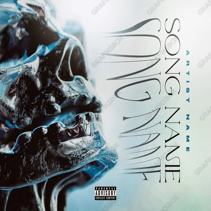 Premade album cover “Soul Skull” — dark art with a heavy atmosphere in cool blue tones