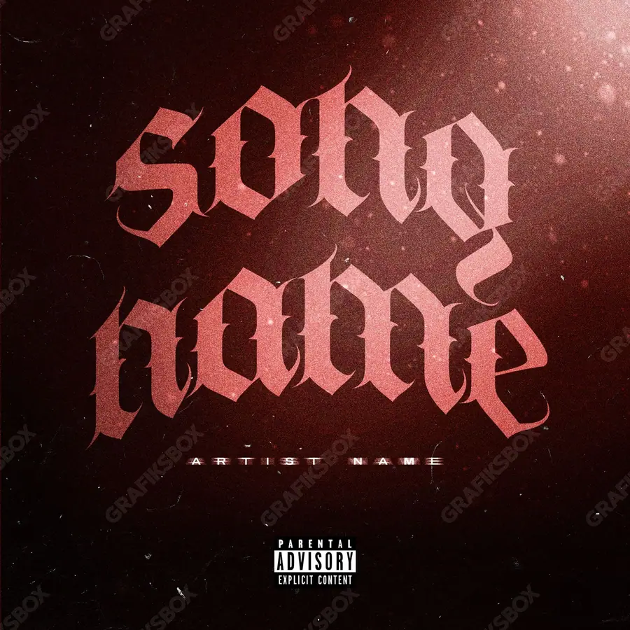Portada de álbum prediseñada «Outshine» — una idea visual original sin equivalente cercano en el catálogo, en tonos rojos intensos