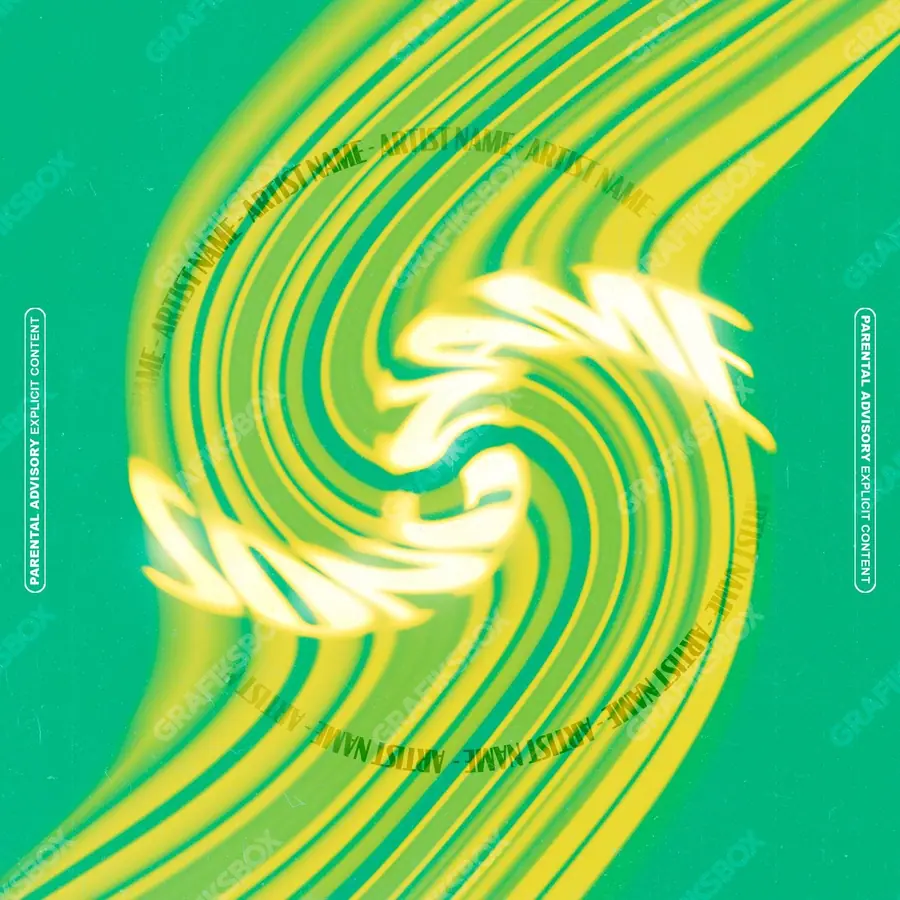 Portada de álbum prediseñada «Vortex» — un encuadre que no encaja en una sola categoría, en una gama verde