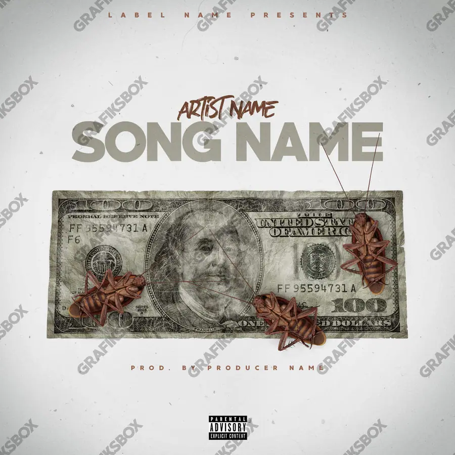 Premade album cover “Dirty Money” — a frame about status, gold under heavy light in a black and white palette