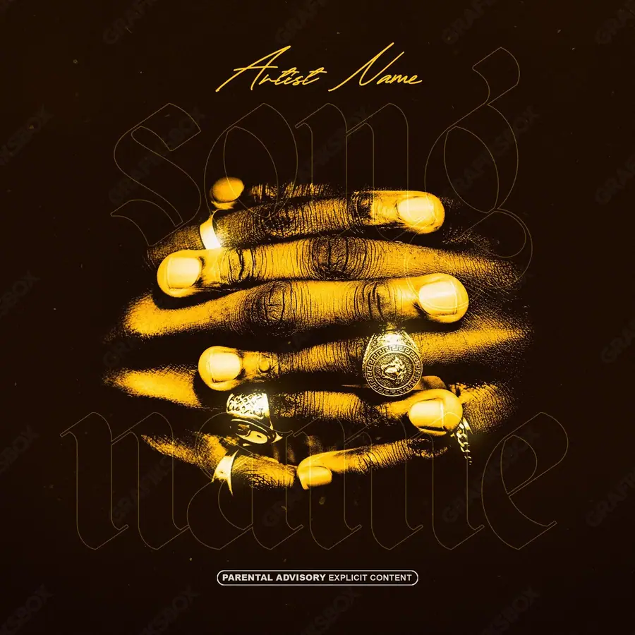 Premade album cover “Gold Deal” — the props of wealth: gold, cash, shine in warm gold tones