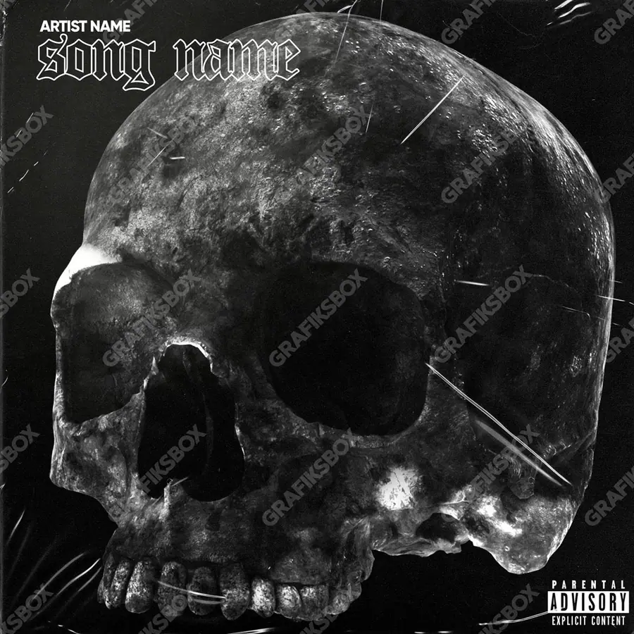 Portada de álbum prediseñada «Black Skull» — la noche en cuadro: poca luz y mucho espacio, en una gama en blanco y negro