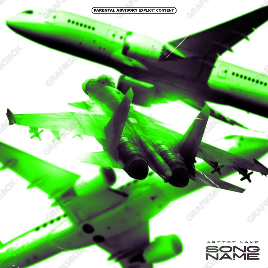 Premade album cover “Aircraft” — a frame that refuses to sit in one category in a green palette