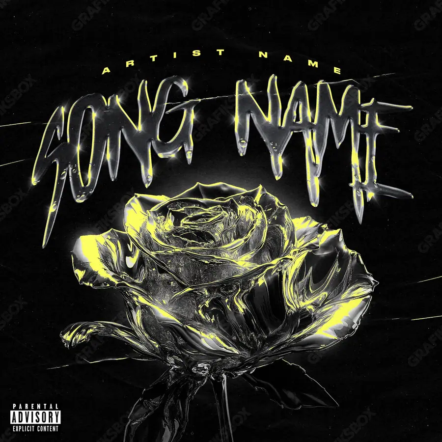 Premade album cover “Mercury Rose” — a botanical motif shot close in a black and white palette