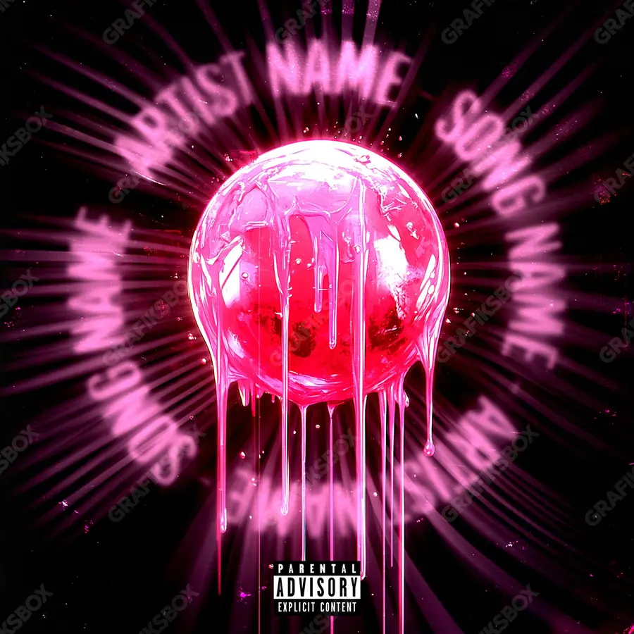 Premade album cover “Acid Ball” — an original visual idea with no close match in the catalogue in a pink palette