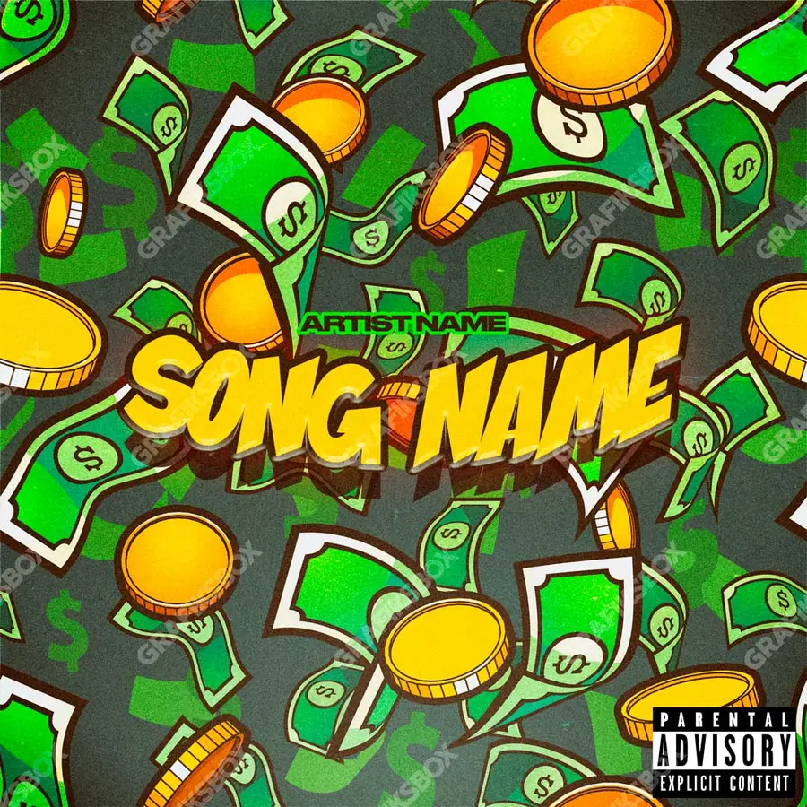Premade album cover “Moneytoon” — a subject with a character of its own in a green palette