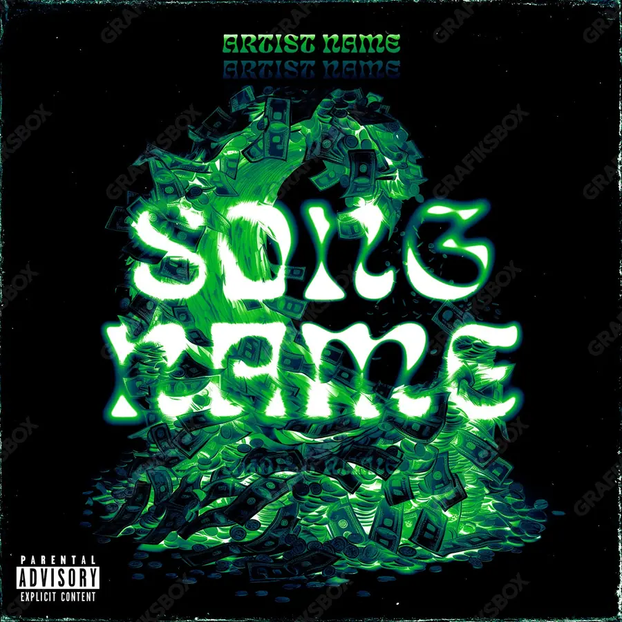 Premade album cover “Bread Wave” — a non-representational frame built on colour and texture in green shades