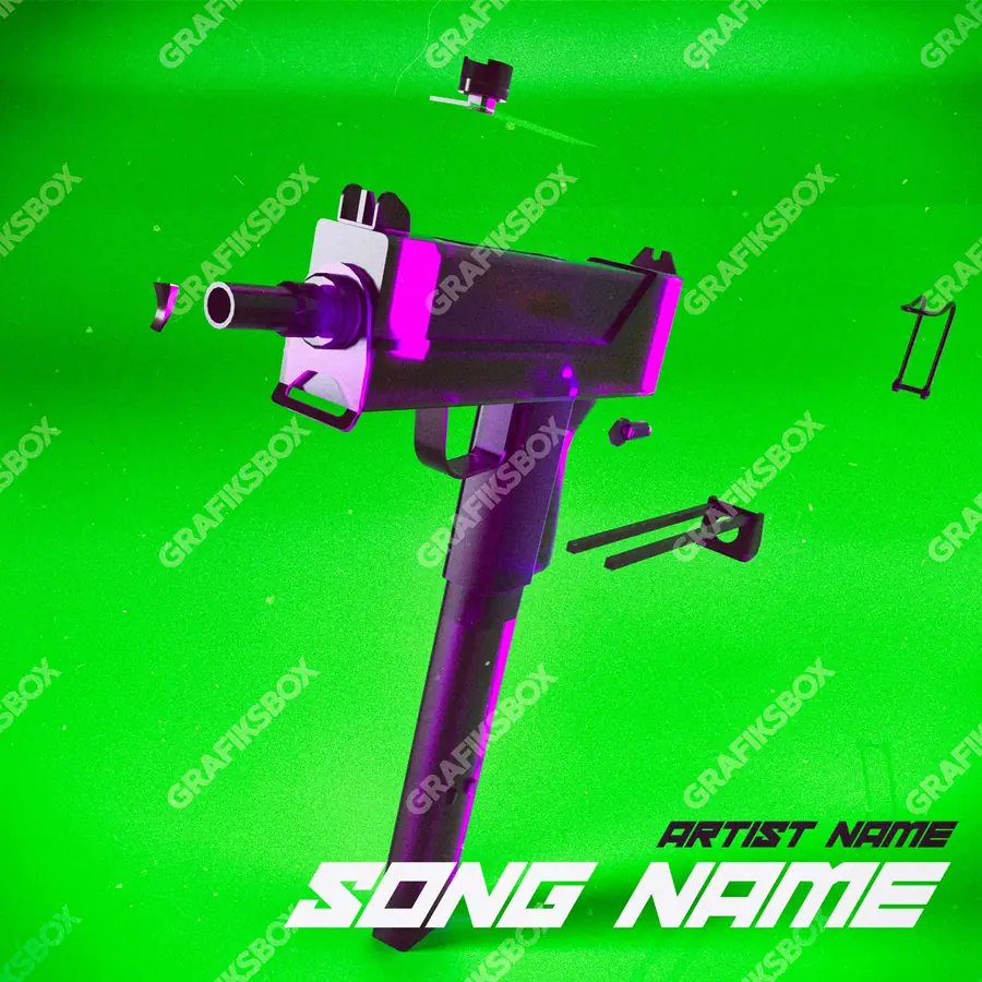Premade album cover “Super Uzi” — a frame that refuses to sit in one category in green shades