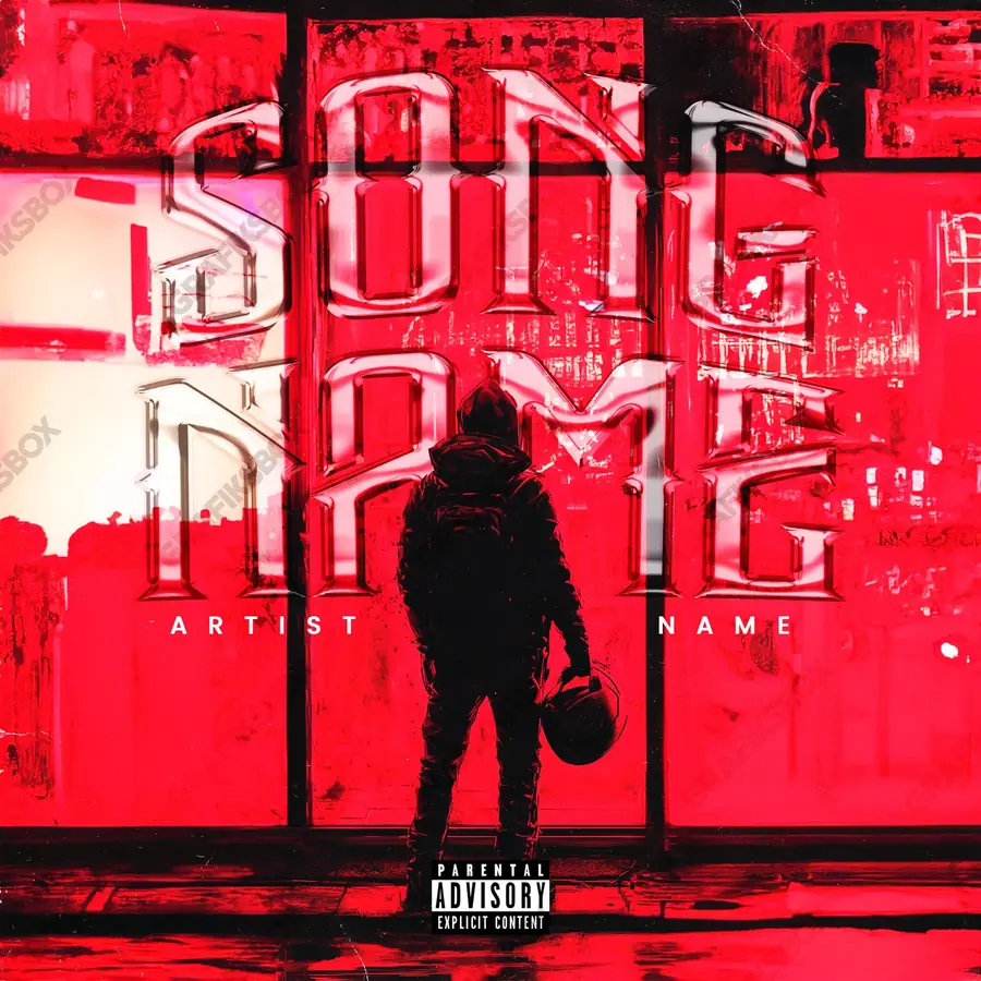 Premade album cover “Red World” — an original visual idea with no close match in the catalogue in a red palette