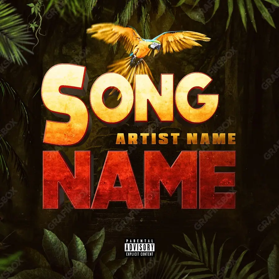 Premade album cover “Jungely” — a frame that refuses to sit in one category in an orange palette