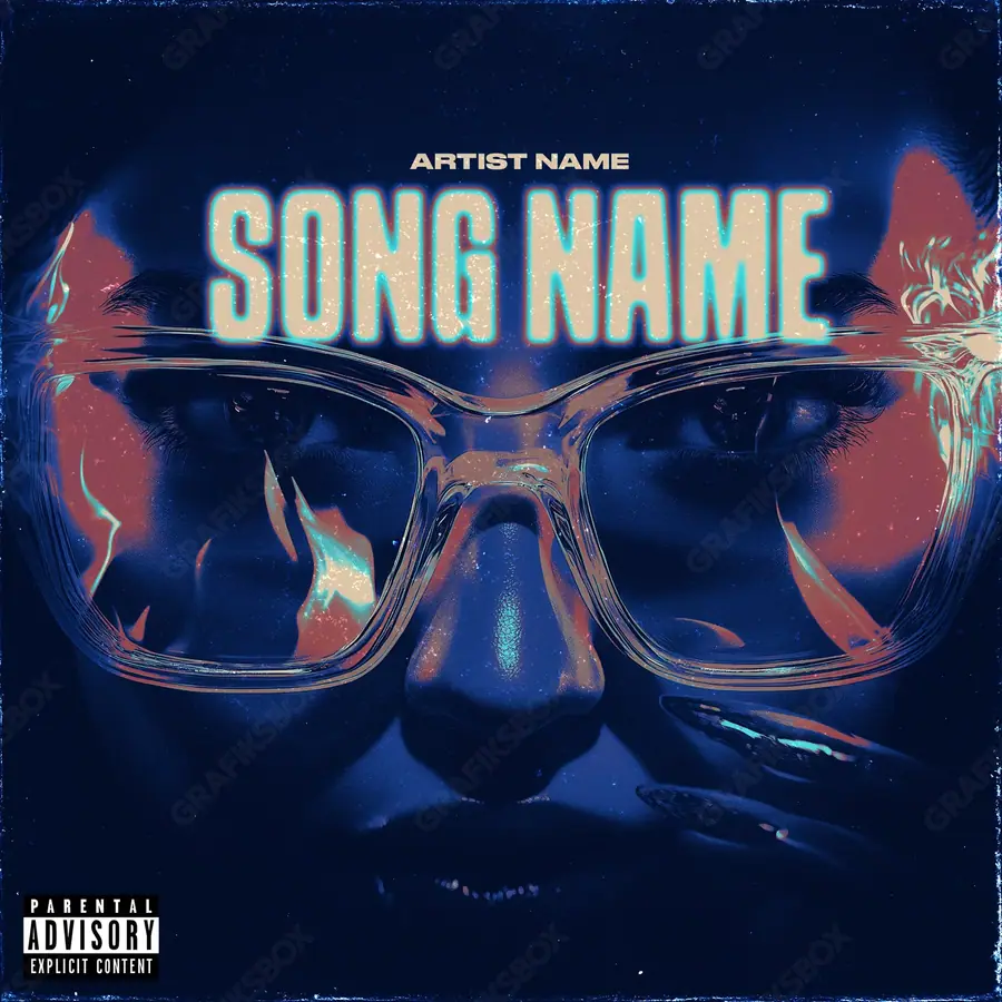 Premade album cover “Fire Girl” — a woman at the centre of the frame against a muted backdrop in cool blue tones