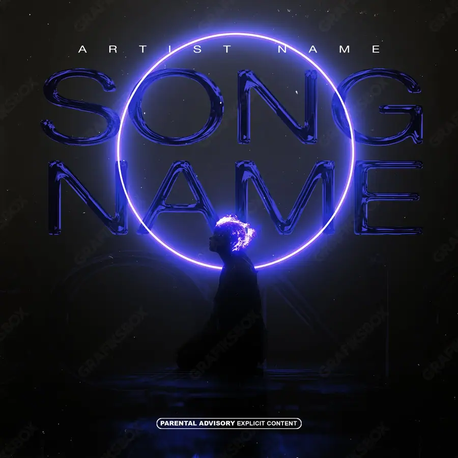 Portada de álbum prediseñada «Male» — un protagonista de frente y casi ningún adorno, en tonos azules fríos