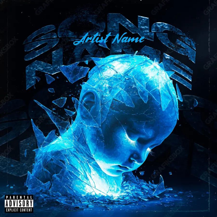 Portada de álbum prediseñada «From Ice» — un paisaje con el horizonte abierto, en una gama azul