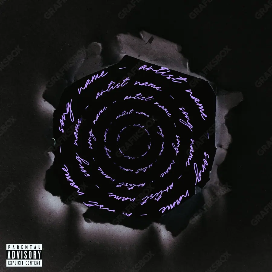 Premade album cover “Deep Circle” — an abstract composition of shapes, gradients and grain in a monochrome palette