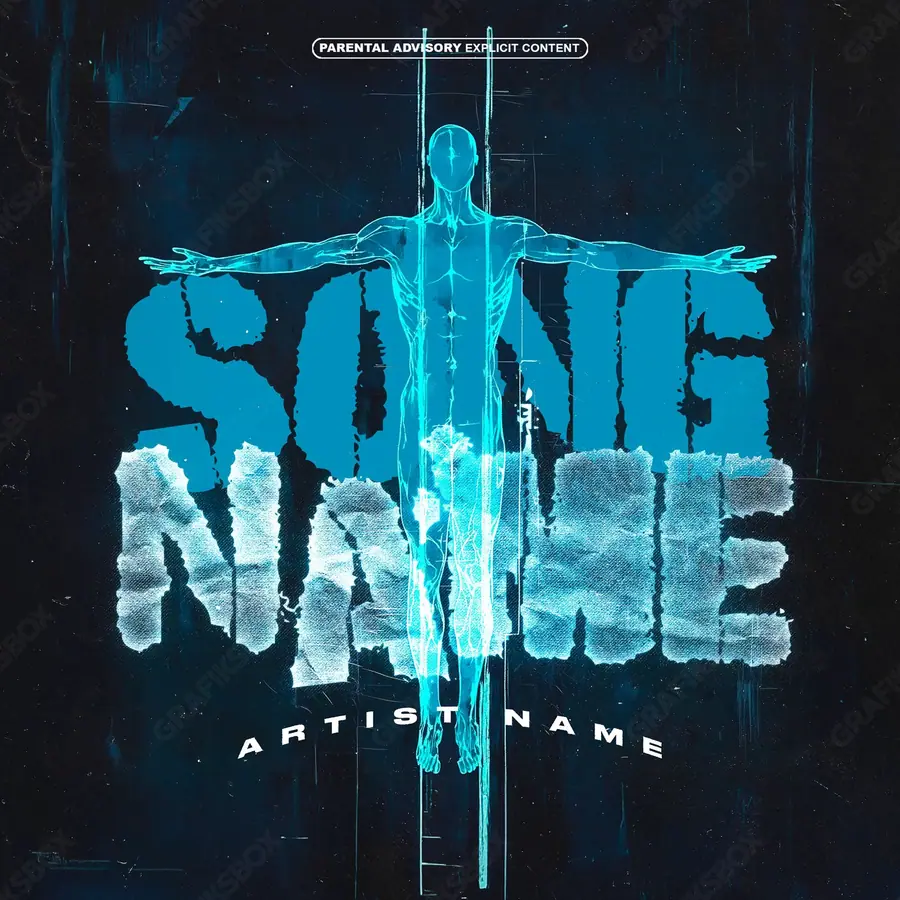 Premade album cover “Ancestry” — a subject with a character of its own in cool blue tones