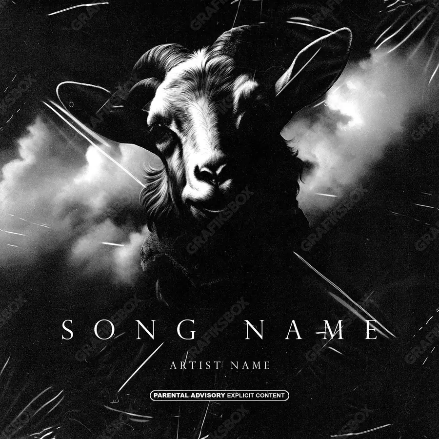 Обложка для трека «Prince Goat» — тёмный кадр, в чёрно-белом