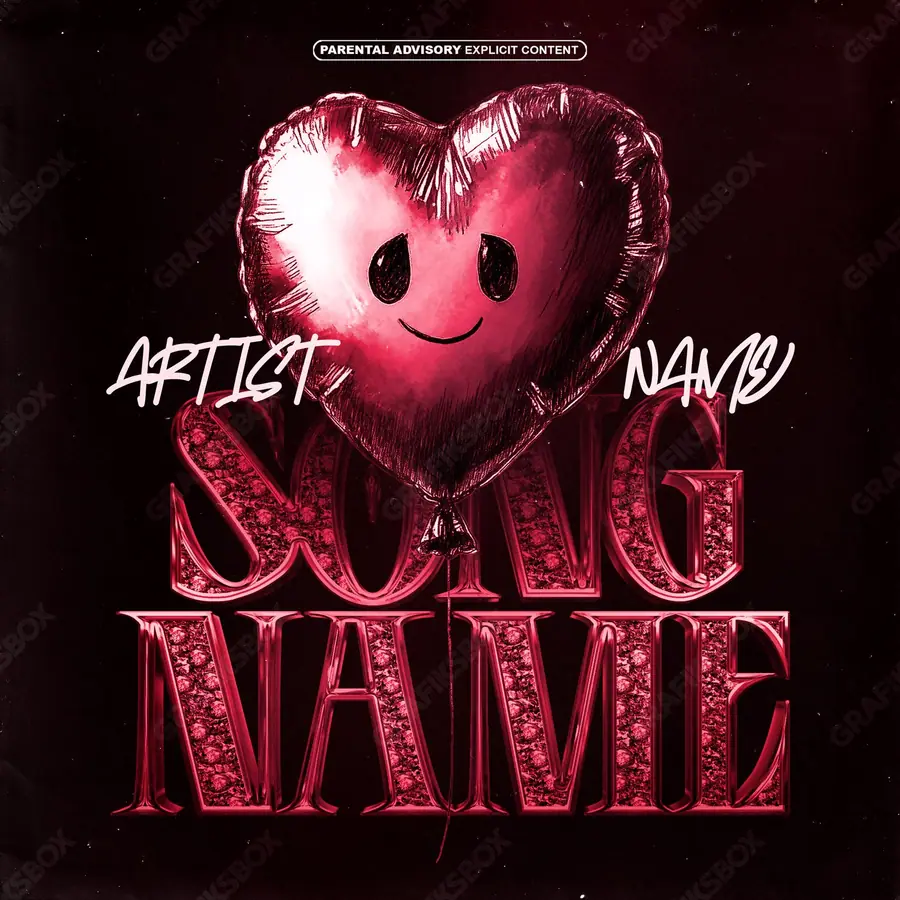Premade album cover “Infatuated” — a frame that refuses to sit in one category in deep red tones