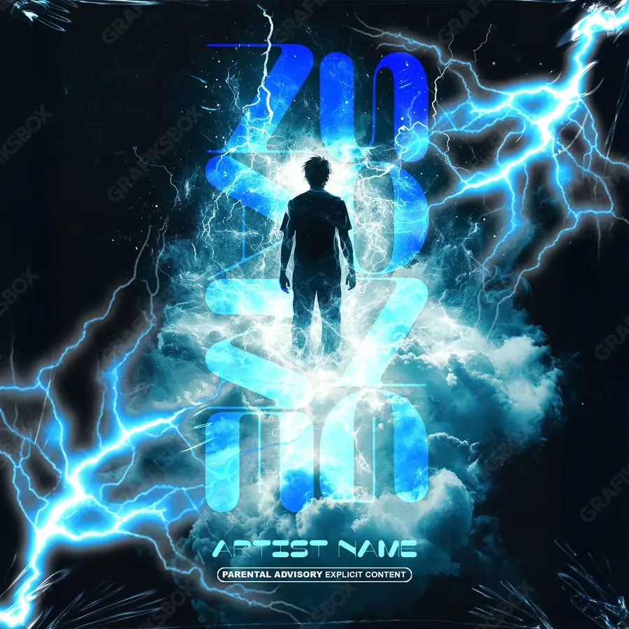 Обложка для трека с парнем «Thunder Boy» — мужской образ и жёсткая, собранная композиция, в синих тонах