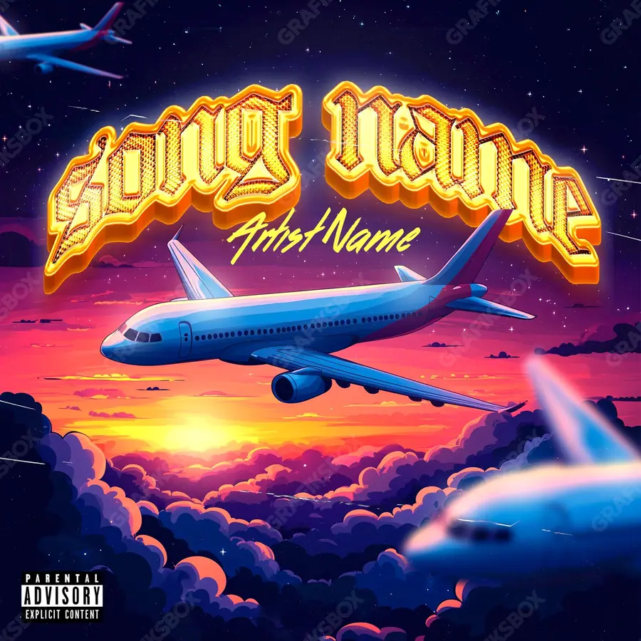 Portada de álbum prediseñada «Air Route» — un encuadre que no encaja en una sola categoría, en una gama azul