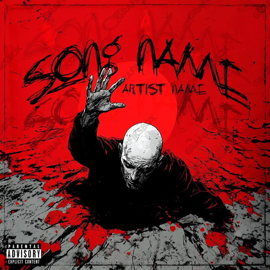 Portada de álbum prediseñada «Red Man» — un protagonista de frente y casi ningún adorno, en tonos rojos intensos