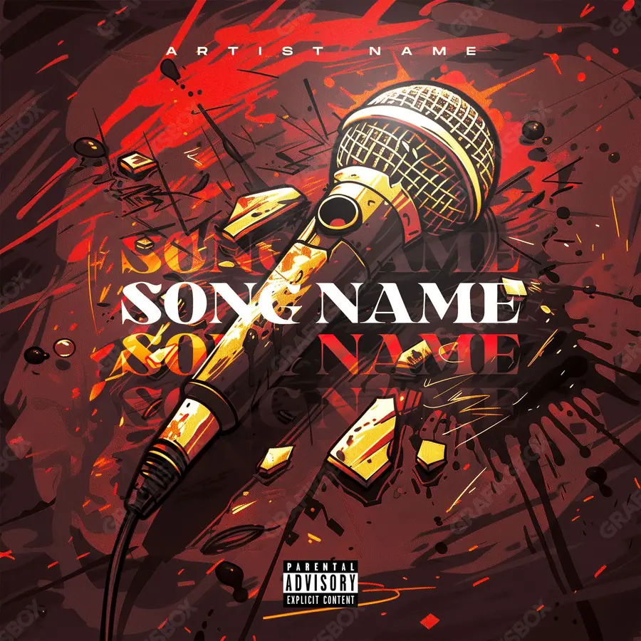 Premade album cover “Rocker” — a subject with a character of its own in deep red tones