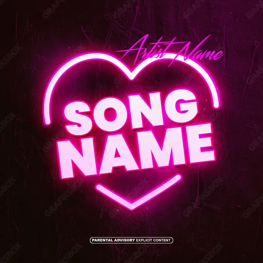 Premade album cover “Neon Love” — neon lighting and coloured highlights in a pink palette