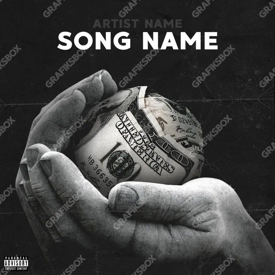 Premade album cover “Stone Hand” — nature in frame: sky, water and air in a monochrome palette