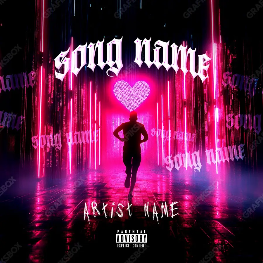 Premade album cover “Love Race” — a car in frame and a sense of speed in a pink palette