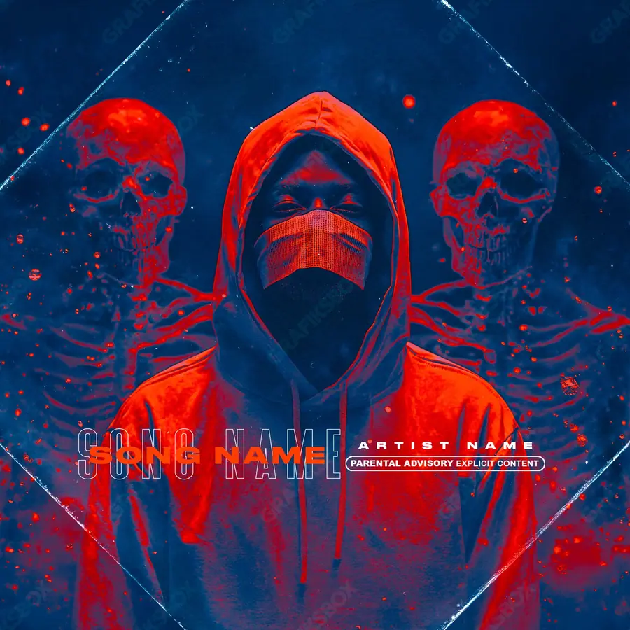 Portada de álbum prediseñada «TheAlly» — un encuadre que no encaja en una sola categoría, en tonos azules fríos