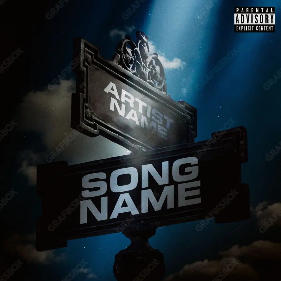Portada de álbum prediseñada «Welcome To» — una idea visual original sin equivalente cercano en el catálogo, en una gama azul