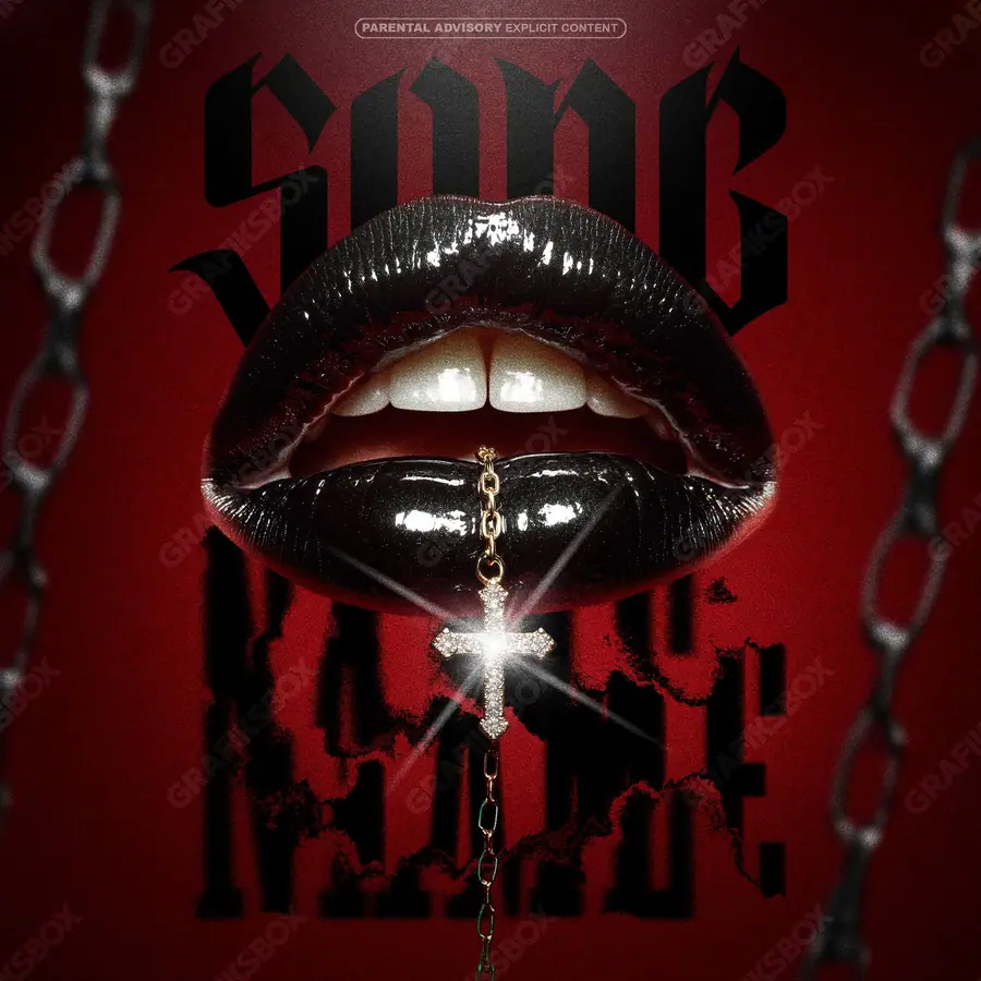 Обложка для трека с девушкой «Gothic Lips» — женский портрет с характером и аккуратной цветокоррекцией, в красных тонах