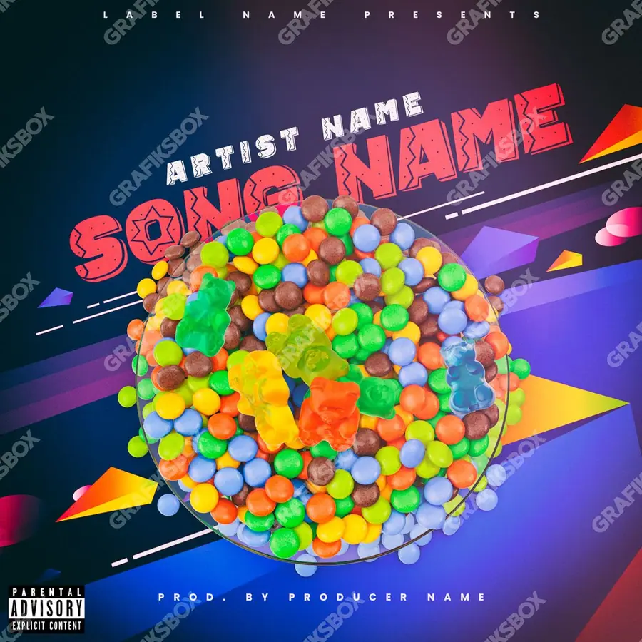 Premade album cover “Gummy” — a subject with a character of its own in cool blue tones