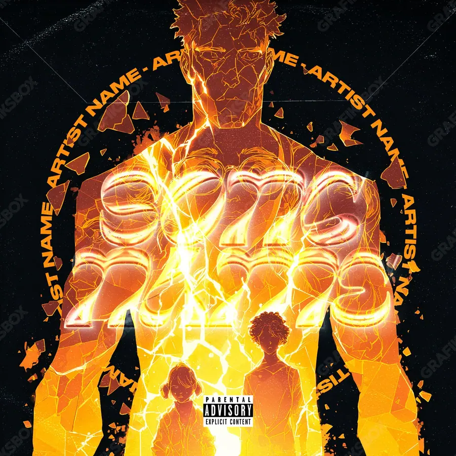 Portada de álbum prediseñada «Protective Father» — un protagonista de frente y casi ningún adorno, en matices anaranjados