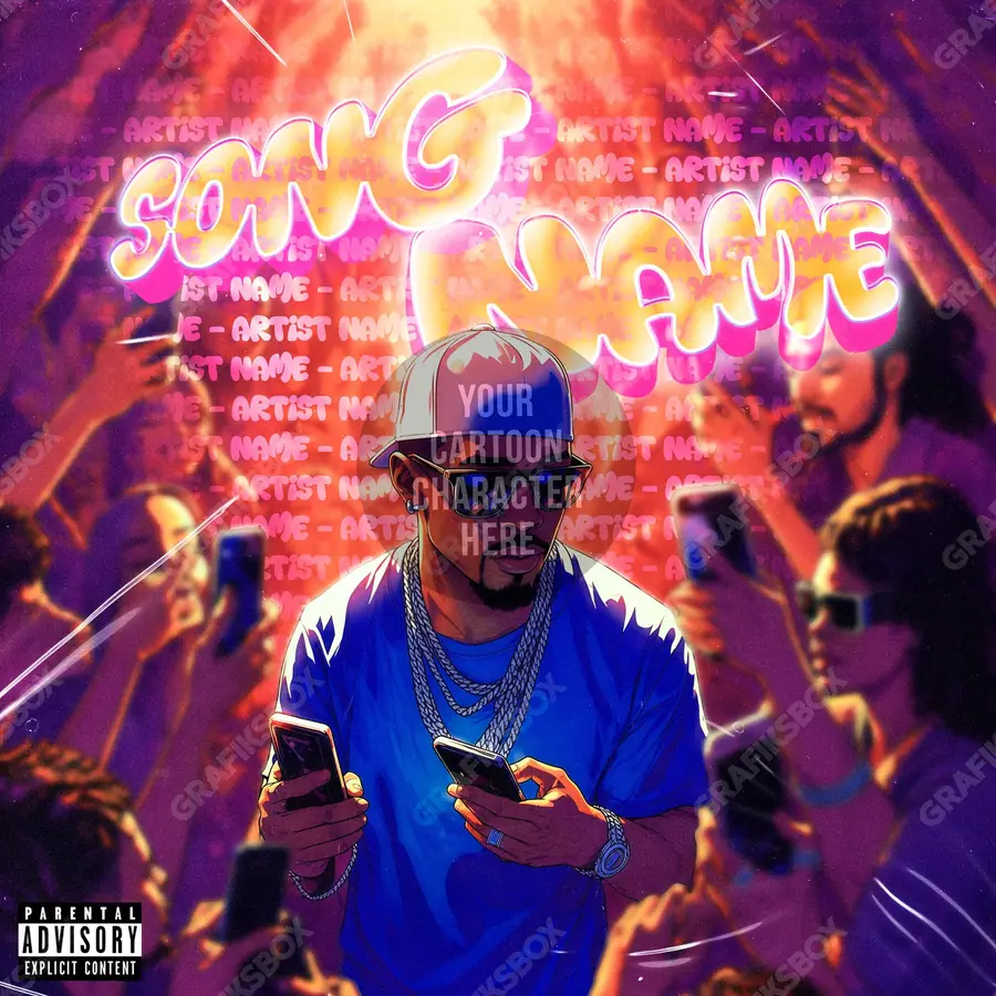 Portada de álbum prediseñada «Fame Spot» — una idea visual original sin equivalente cercano en el catálogo, en tonos rojos intensos