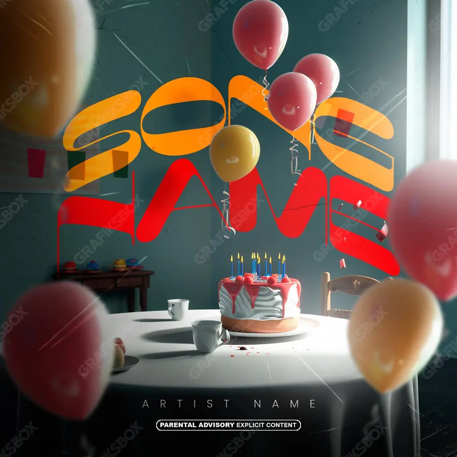 Portada de álbum prediseñada «Birthsad» — una idea visual original sin equivalente cercano en el catálogo, en tonos rojos intensos