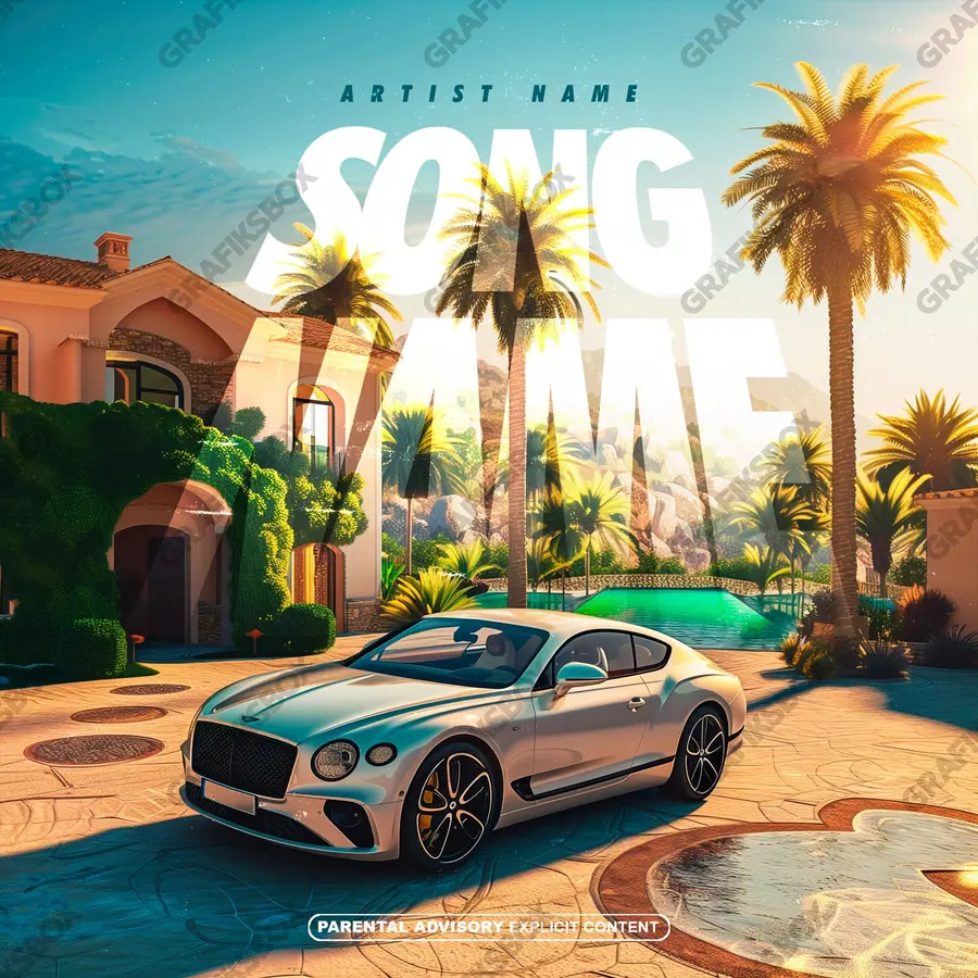 Premade album cover “Marbella” — an original visual idea with no close match in the catalogue in orange shades