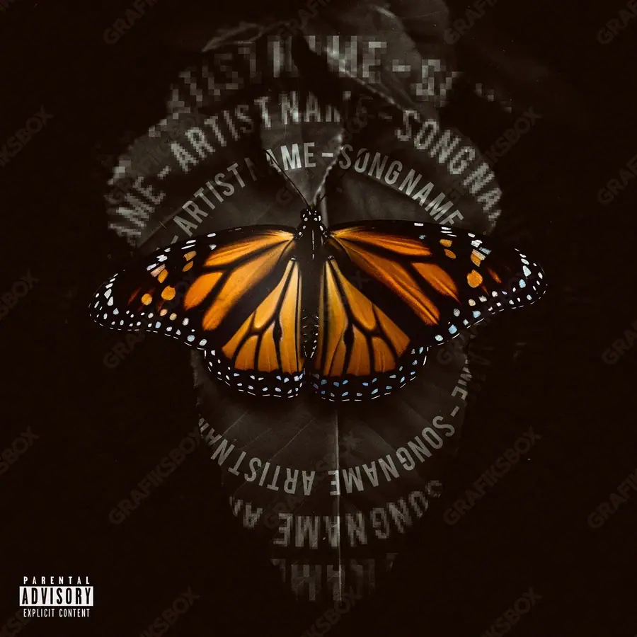 Premade album cover “Flutter” — an original visual idea with no close match in the catalogue in an orange palette